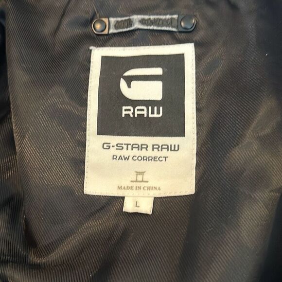 G Star Raw Raw Correct Mens Black Denim Jacket Trench Coat size L Large Cotton - Picture 11 of 15